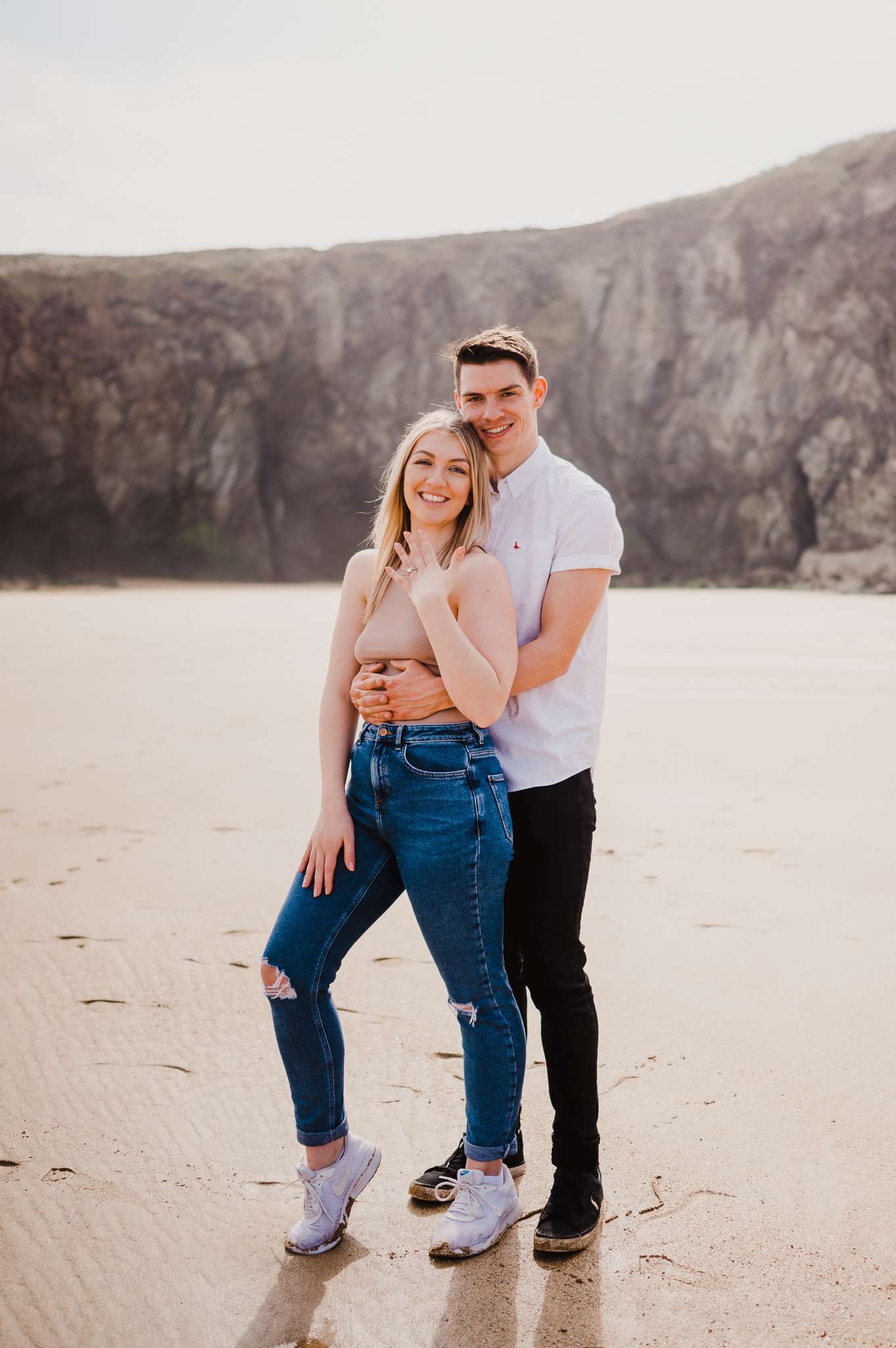 Jason & Ellie on their Proposal At Holywell Bay, Cornwall, UK