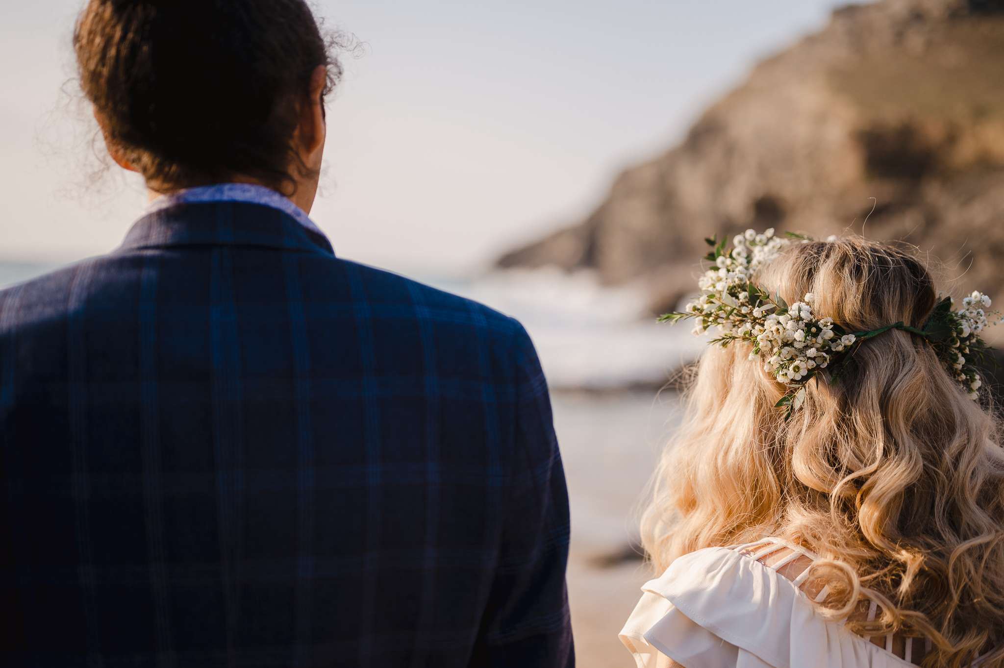 Cornwall Wedding Photographer | Cornwall Elopement Photographer | Couple on Beach at Chapel Porth
