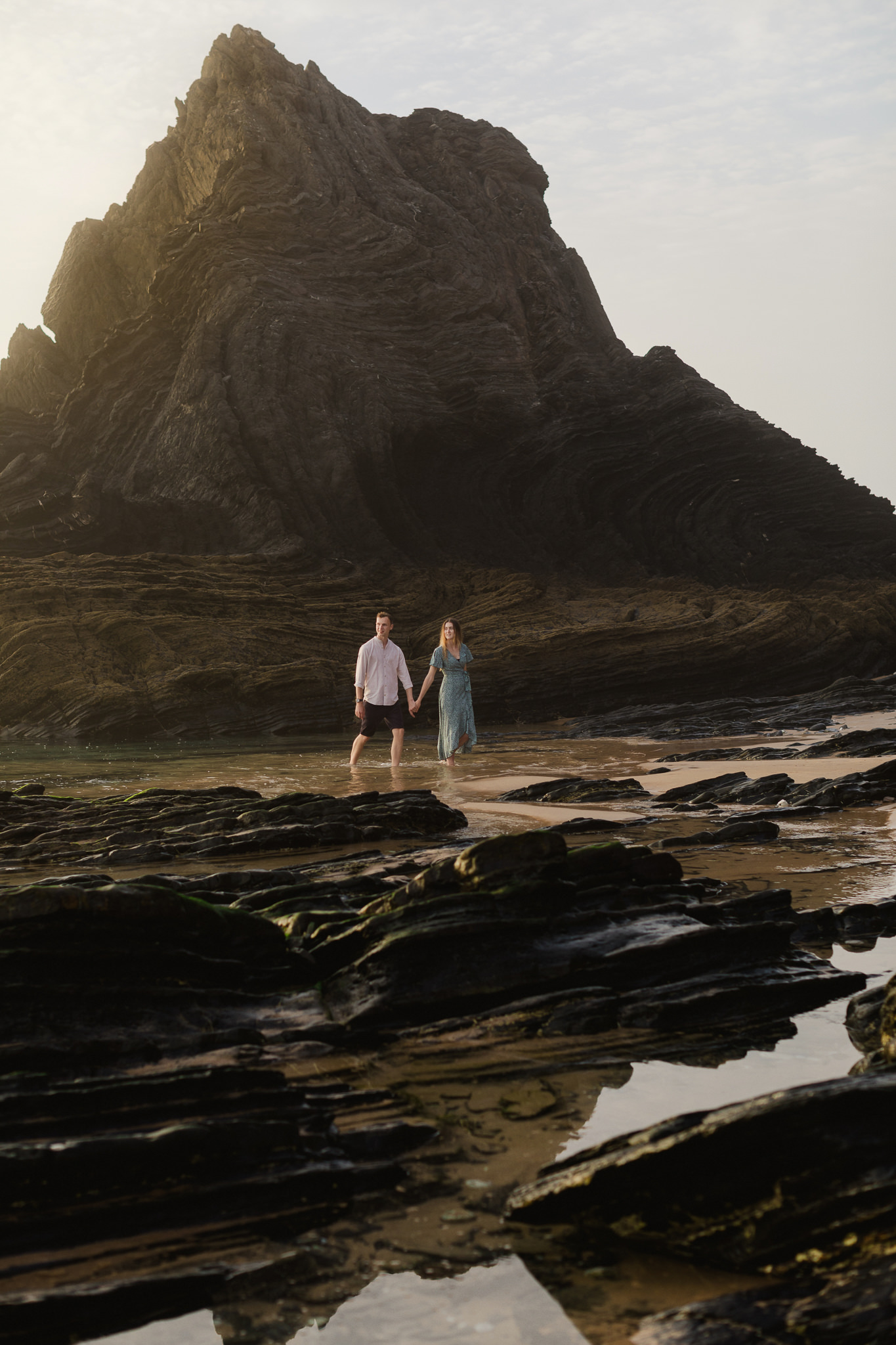 Jake and Layla celebrating our engagement in Portugal