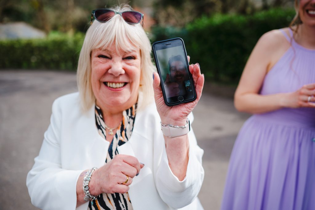 Wedding guest joining from video call