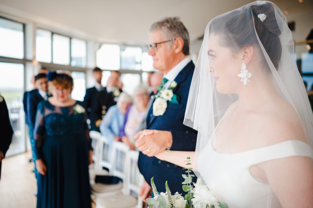 Bride walking down the aisle